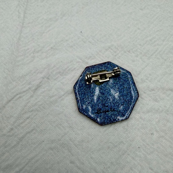 Vintage Enamel Cooper Brooch Tree Scenery - Picture 3 of 3